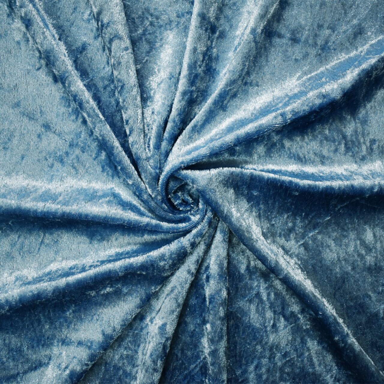 Blue Poly Stretch Spandex Solid Crushed Velvet Knit Fabric By the Yard